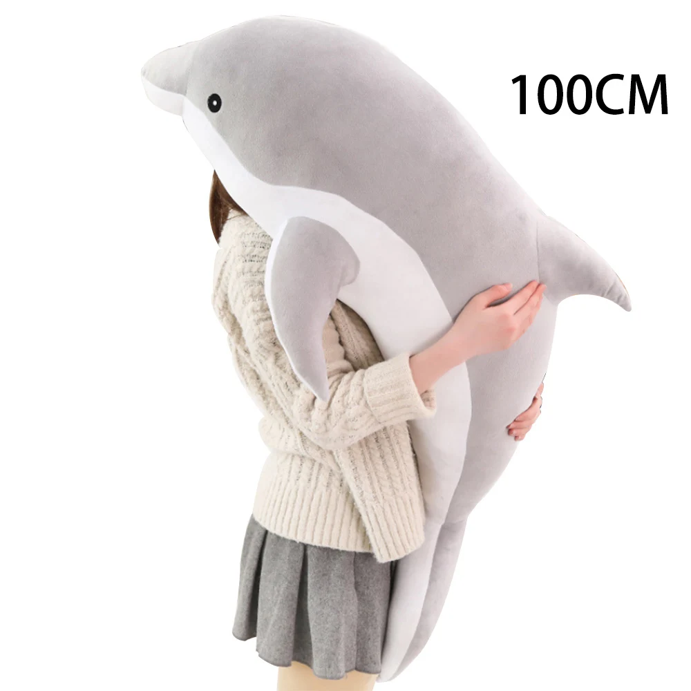 Grey 100CM Плюшевые игрушки для девочек детские Kawaii мягкие чучело дельфина куклы Животные ворс Подушка креативные детские игрушки Рождественский подарок - Цвет: Grey 100CM