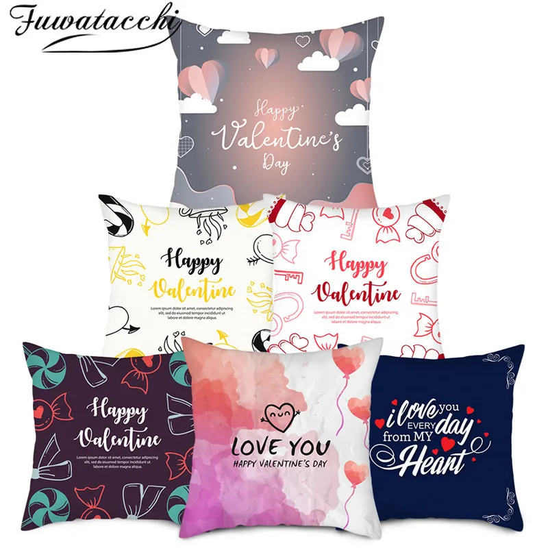 Fuwatacchi Valentine's Day Present Pillow Cover Lovely Heart Photo Cushion for Home Sofa Decorative Throw Pillowcases New | Дом и сад