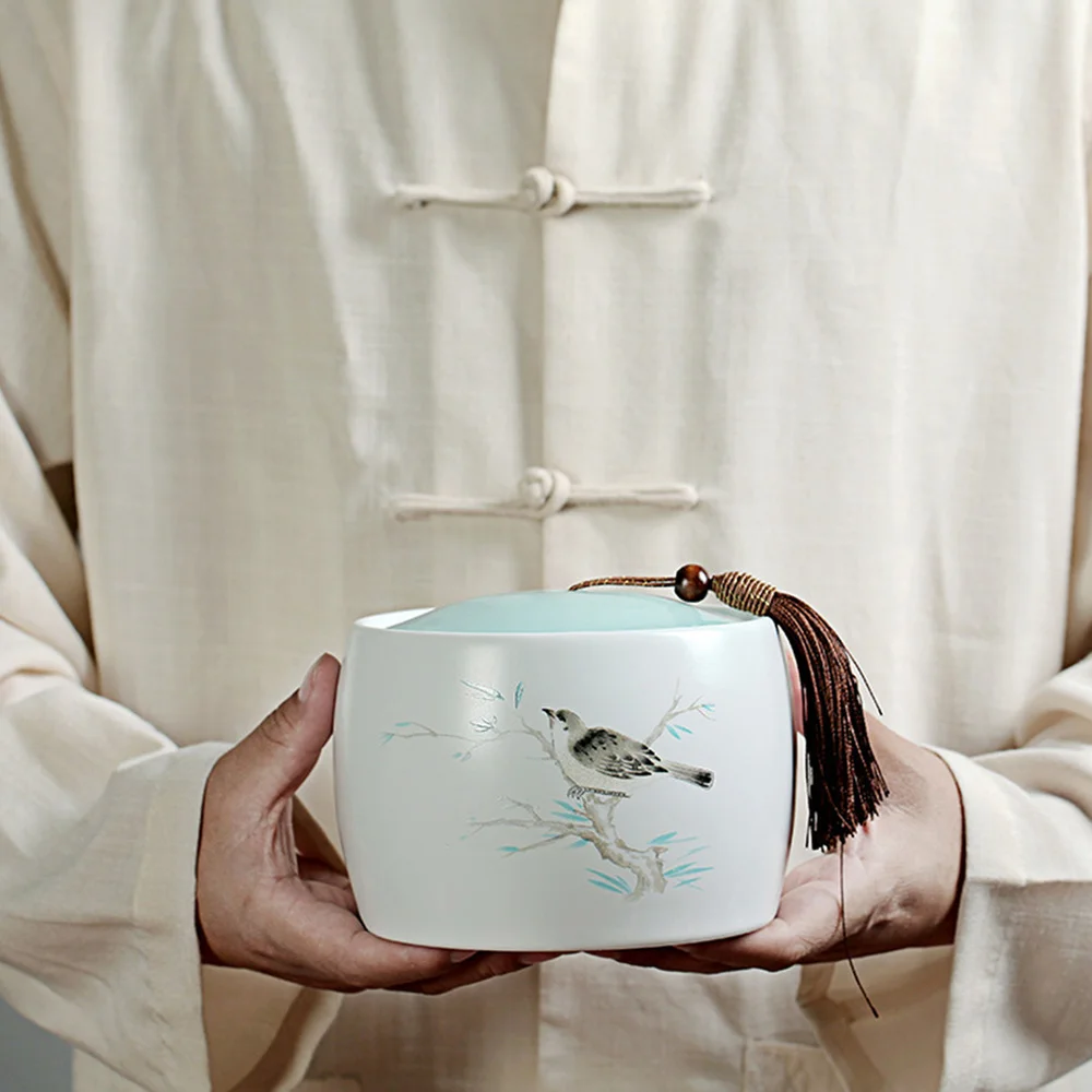 

1Pc Unique Ceramic Tea Canister Useful Home Storage Canister Portable Tea Can