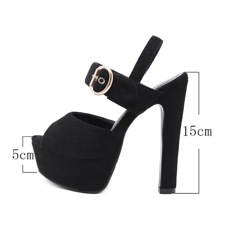 Сандалии женские на платформе 15 см босоножки высоком каблуке с открытым носком