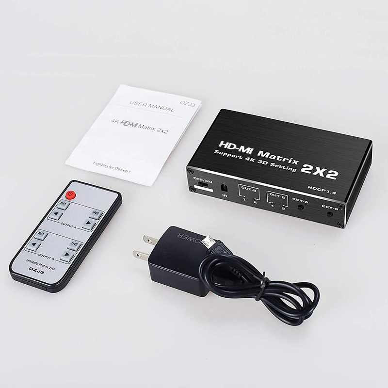 HDMI Switch Matrix 4K HDMI-compatible Matrix Switcher 2x2 Adapter 1080P 3D Switcher 2 in 2 Out for PS4/PS3 TV Box images - 6