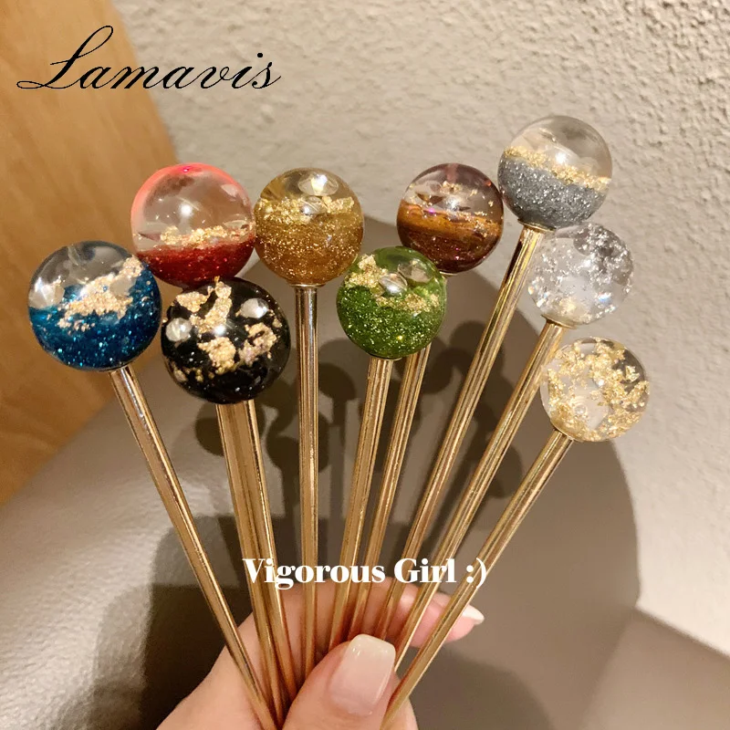 

A Variety Of Japanese Women Lollipop Lollipop Bar Languid Lazy Temperament Gold Foil Hairpin Girl Elegant Hair Ornaments