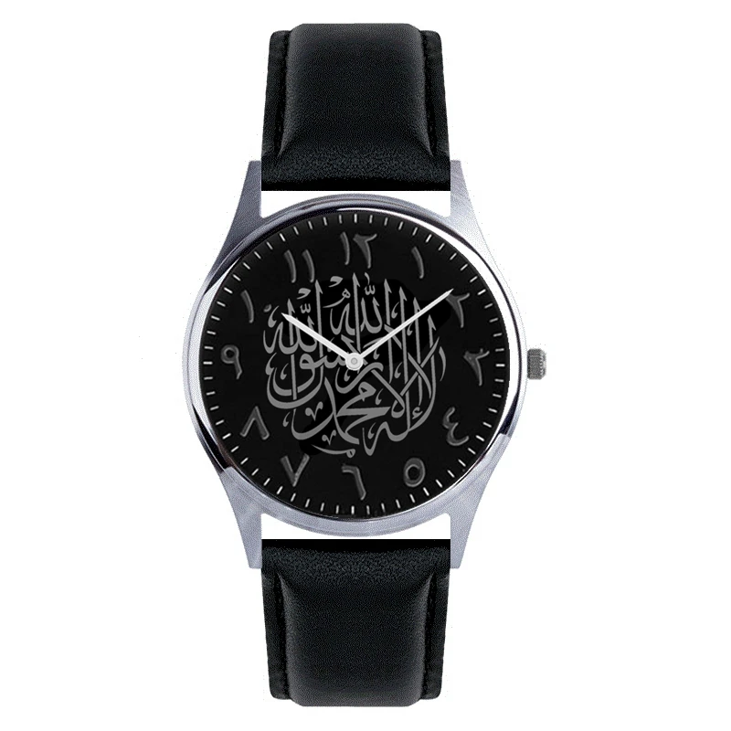 Роскошные повседневные мужские часы с кожаным ремешком арабские кварцевые синим