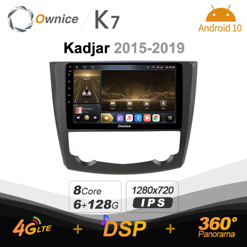 

Автомагнитола K7 Ownice, 6G + 128G, Android 10,0, для Renault Kadjar 2015-2019, мультимедиа, DVD, аудио, 4G, LTE, GPS, Navi 360, BT 5,0, Carplay