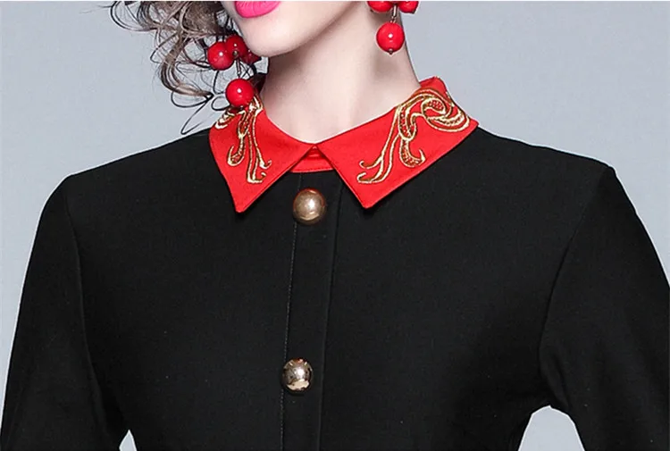 Женское платье-рубашка с отложным воротником модельное винтажное облегающее