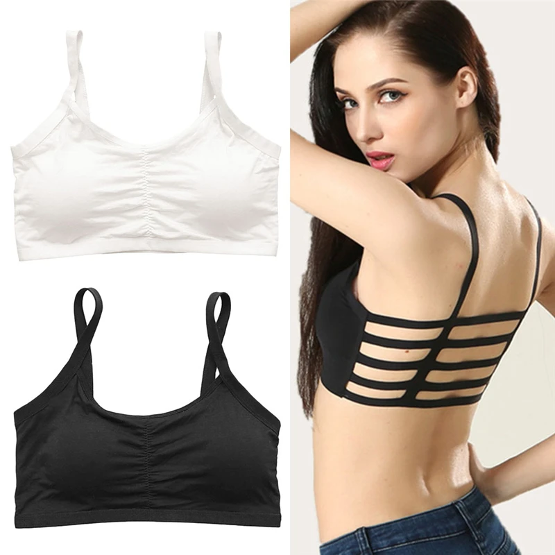 

Sexy Women Stripe Boho Back Bra Crop Top Tank Vest Cami Hollow Bralette X3UE