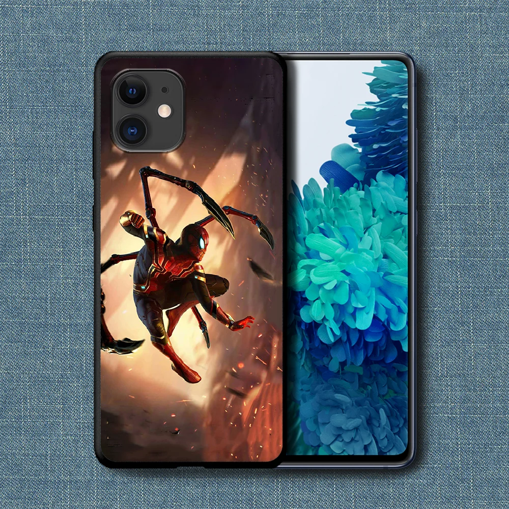 

Super Hero Spiders Man Phone Case For iPhone 4 4s 5 5S SE 5C 6 6S 7 8 Plus X XS XR 11 12 Mini Pro Max 2020 black Shell Painting