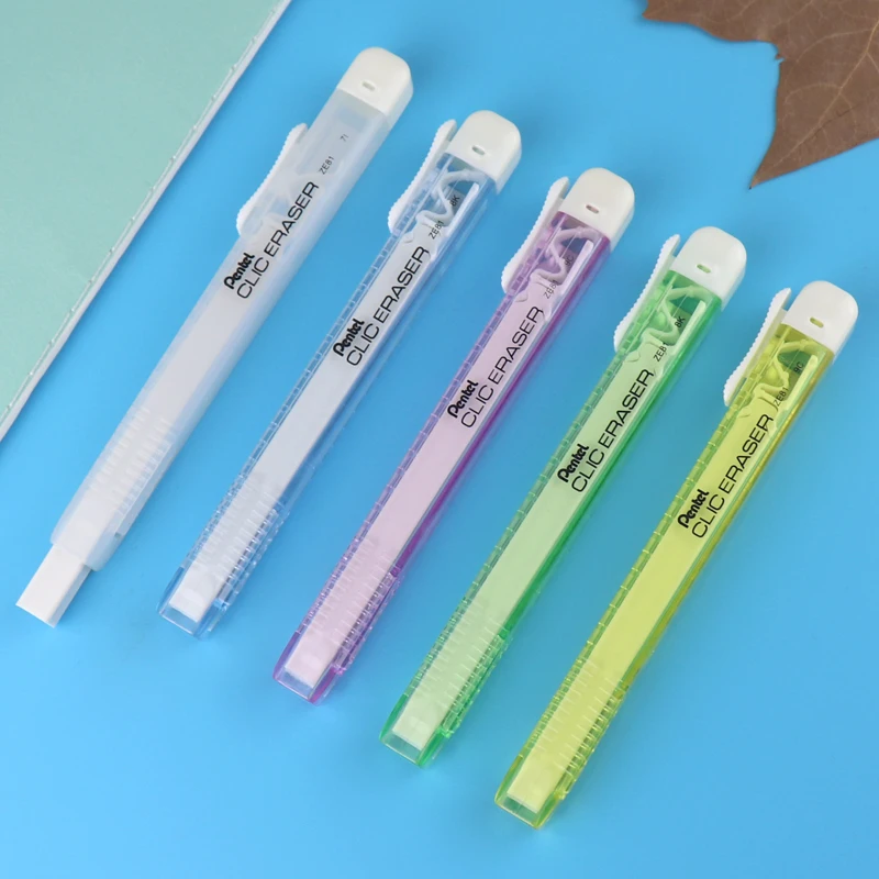 

1 Pc Pentel ZE81 Pencil Shape Eraser Retractable Jacket No Contain PVC Safety Rubberr Candy Color Office School Supplies