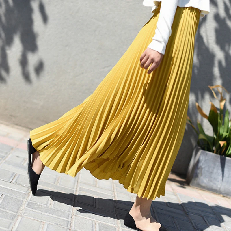 

Plus Size Long Pleated Skirt Abaya Muslim High Waist Maxi Skirt Saia Longa Skirts For Women Clothing Jupe Plissee Femme Falda