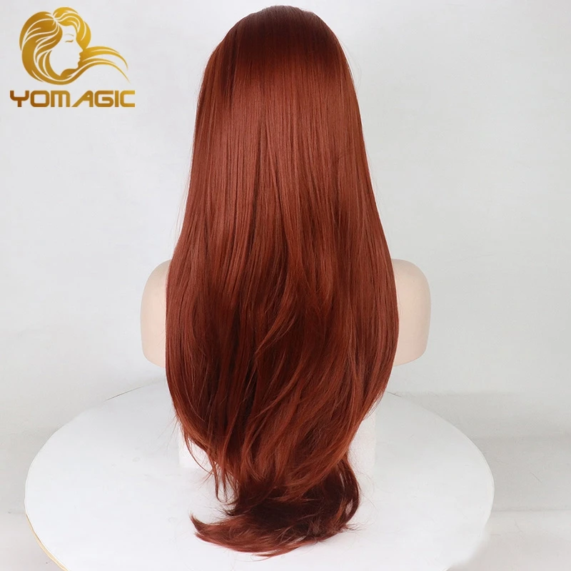 Женские прямые синтетические парики Yomagic вечерние термостойкие из красно