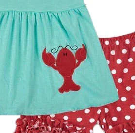 Новейший дизайн модное платье для маленьких девочек с рисунком лобстера одежда и