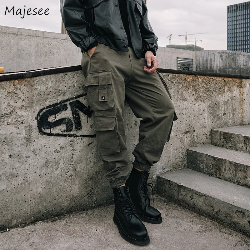 

Cargo Pants Men Large Size Ankle Length Multi-pockets Military Tooling Trousers Males Retro Streetwear Bundle Pantalones S-3XL