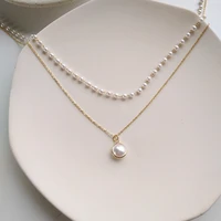 the new fashion contracted joker collarbone chain double pearl necklace women