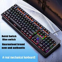 mechanical keyboard blue black switch 104 keys usb wired gaming keyboards rgb backlit for pc laptop gamers