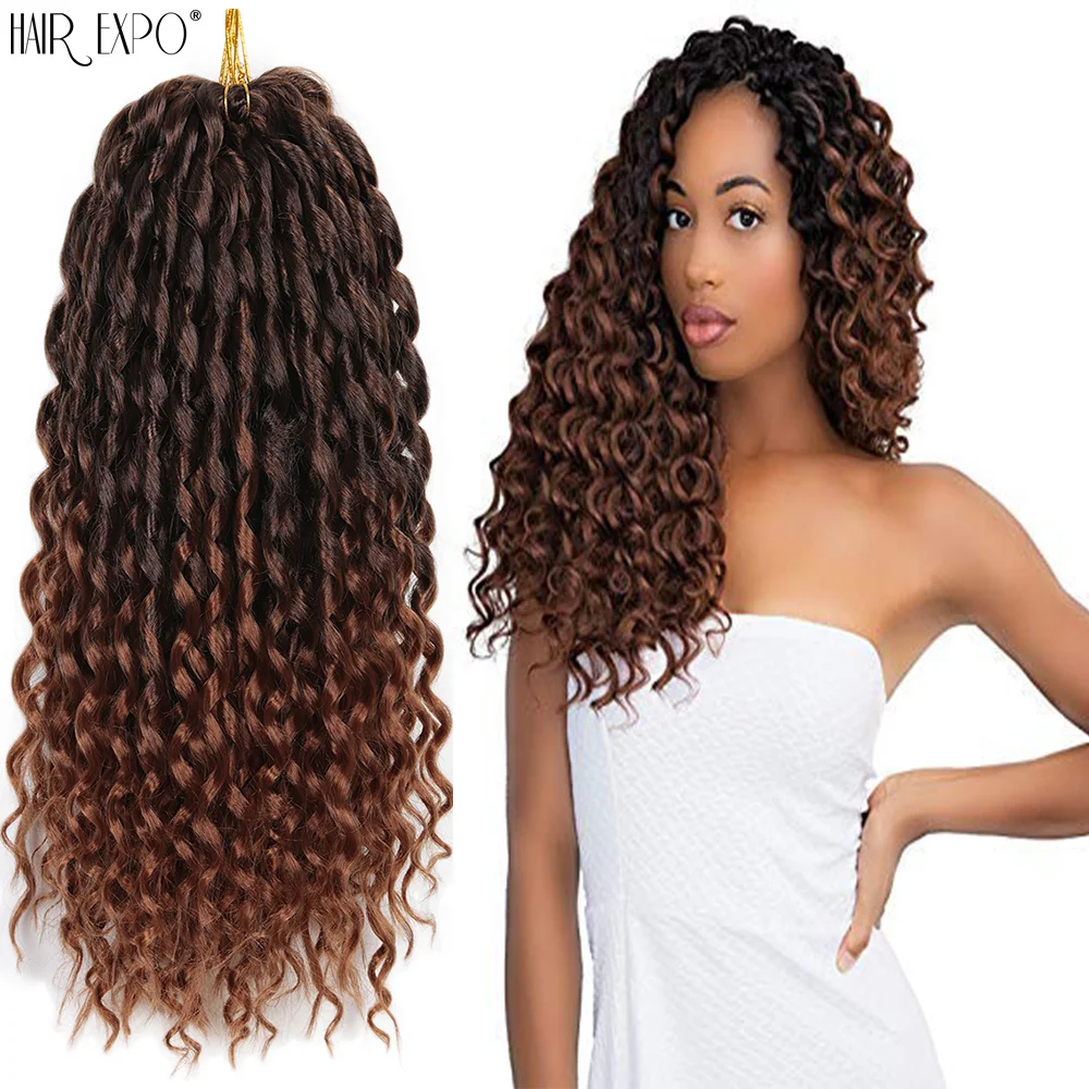 16Inch Synthetic Loose Deep Wave Twist Crochet Hair Extensions Freetress Ombre Braiding Hair Curly Wave For Women Hair Expo City