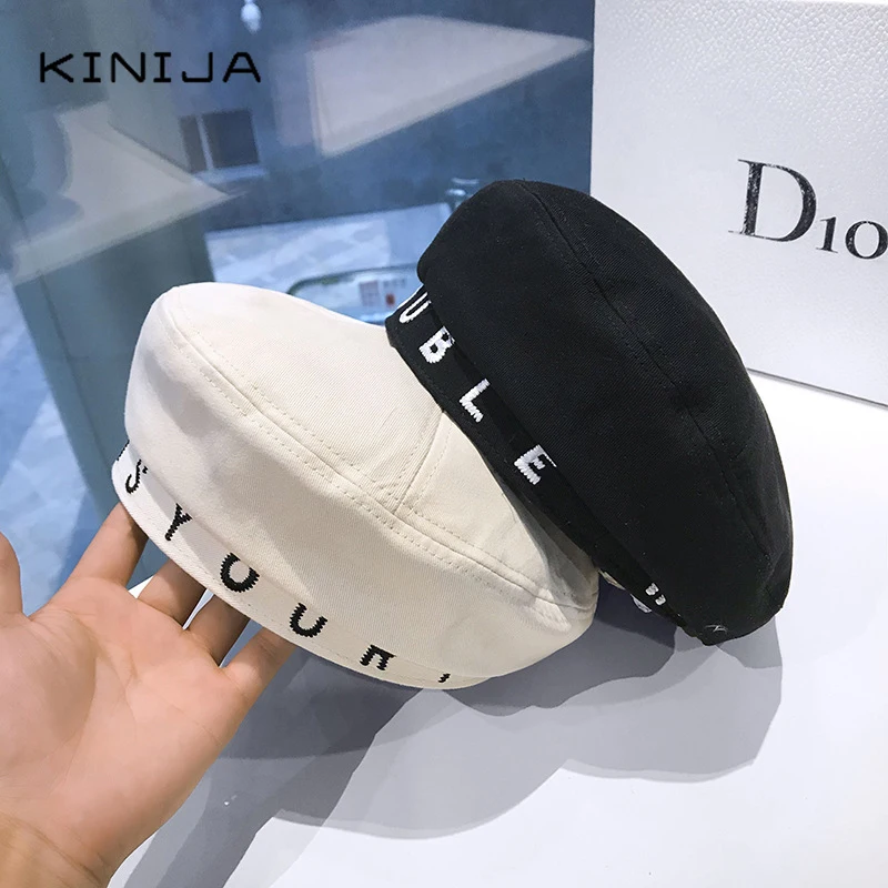 Осенняя Женская кепка в стиле Харадзюку с вышитым буквенным принтом Ретро стиль