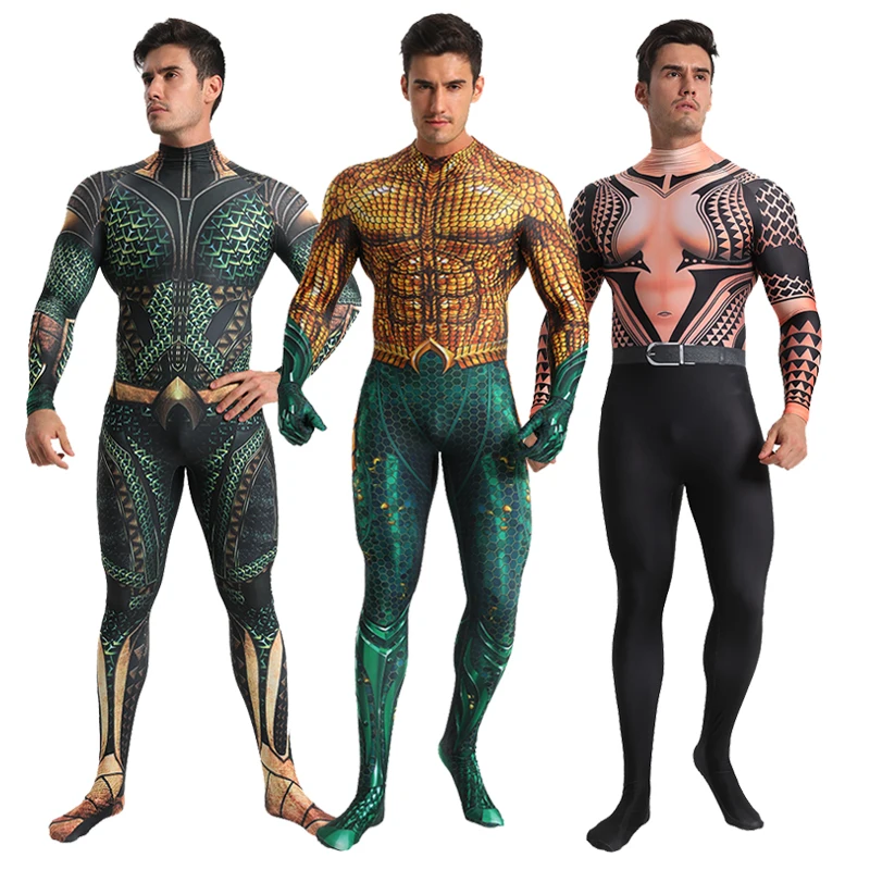 Аквамен Косплей Костюм Артура Карри зентай боди костюм супергероя на Хэллоуин