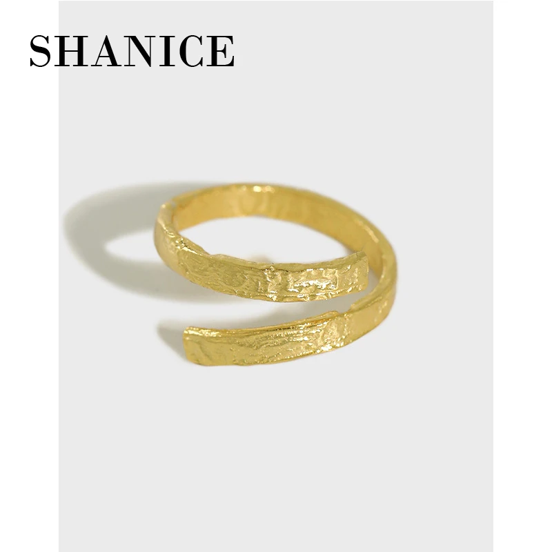 Шанис 925 пробы серебро Открытое кольцо неровной поверхности вогнуто выпуклое