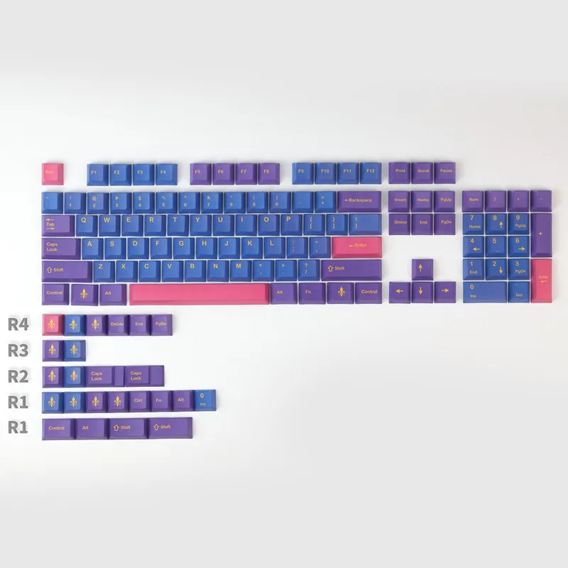 Keycaps GMK Flower-de-luce Clone  PBT Dye Subbed Cherry Profile Keycap For MX Switch Mechanical Keyboard GH60 GK61 GK64 96 images - 6