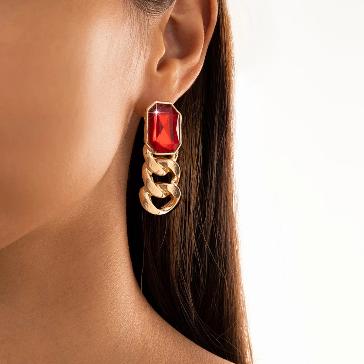 

Lacteo Fashion Geometric Shiny Rhinestone Stud Earrings Jewelry For Women Colorful Crystal Charm Earrings Accessories Gifts