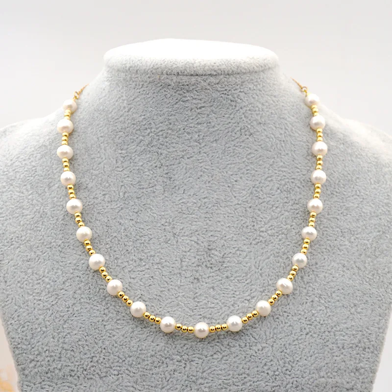 

Natural Freshwater Pearl Necklace on Neck Woman Wedding Gift Handmade Pearl Pendant Style Simple Jewelry