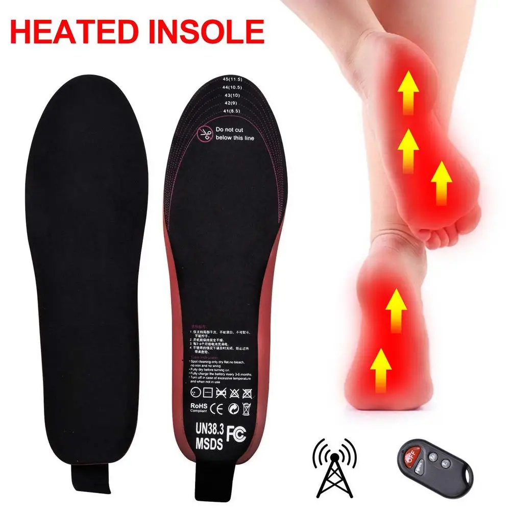 

3.7V 2100mAh Rechargeable Electric Heated Insole Remote Control Safe Wireless Foot Warmer Can Be Cut Winter Camping Heated Pad