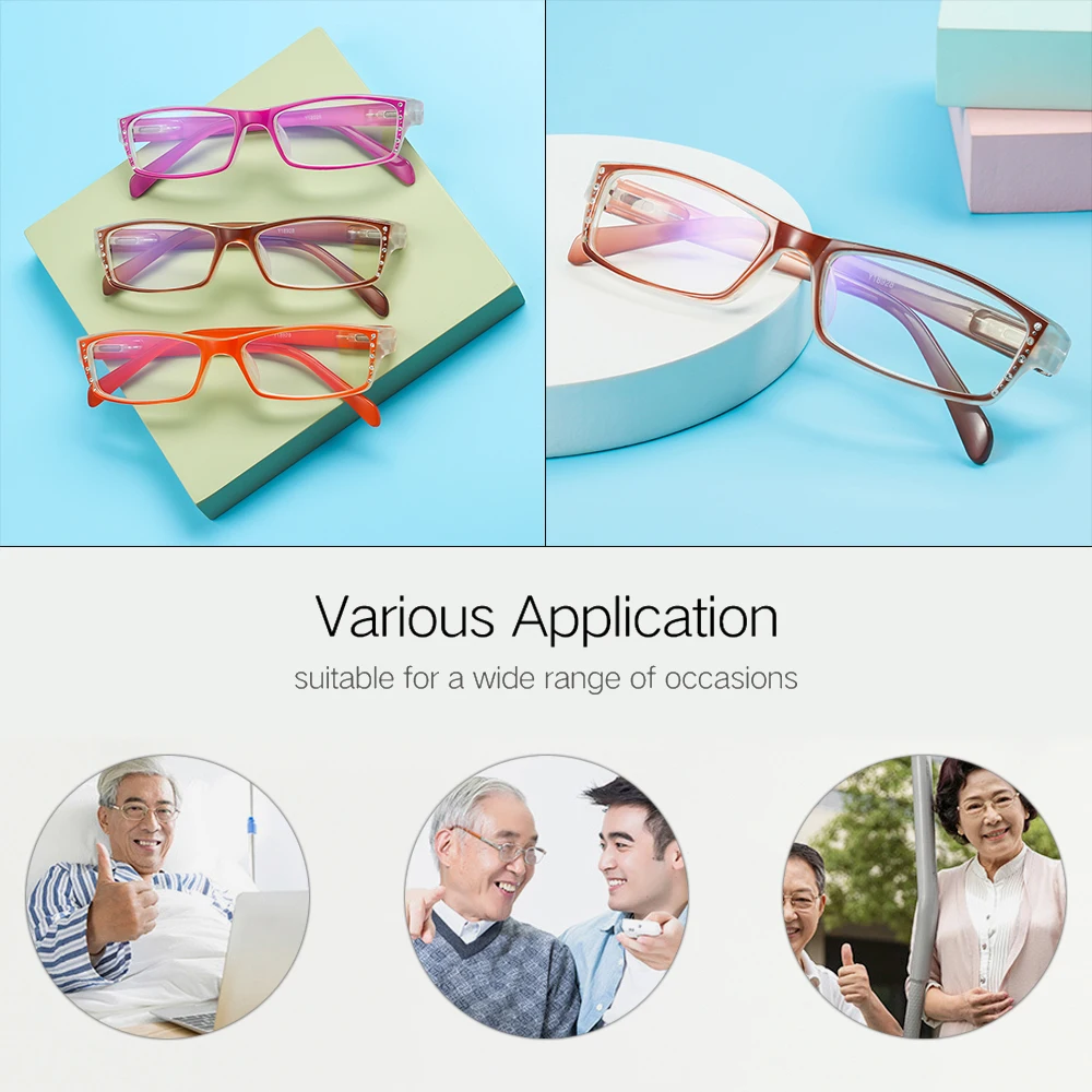 Блестящие стразы очки для чтения унисекс с защитой от УФ-светильник при