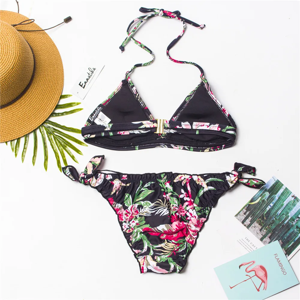Комплект бразильского бикини с цветочным принтом 2019 стринги женский купальник