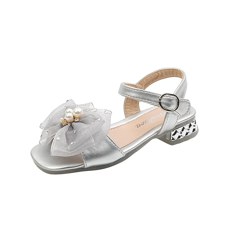

2021Summer New Fashion Kids Sandals Children Princess Shoes For Dance Performance Bowknot Beautiful Girl Sandal Pink Gold Silver