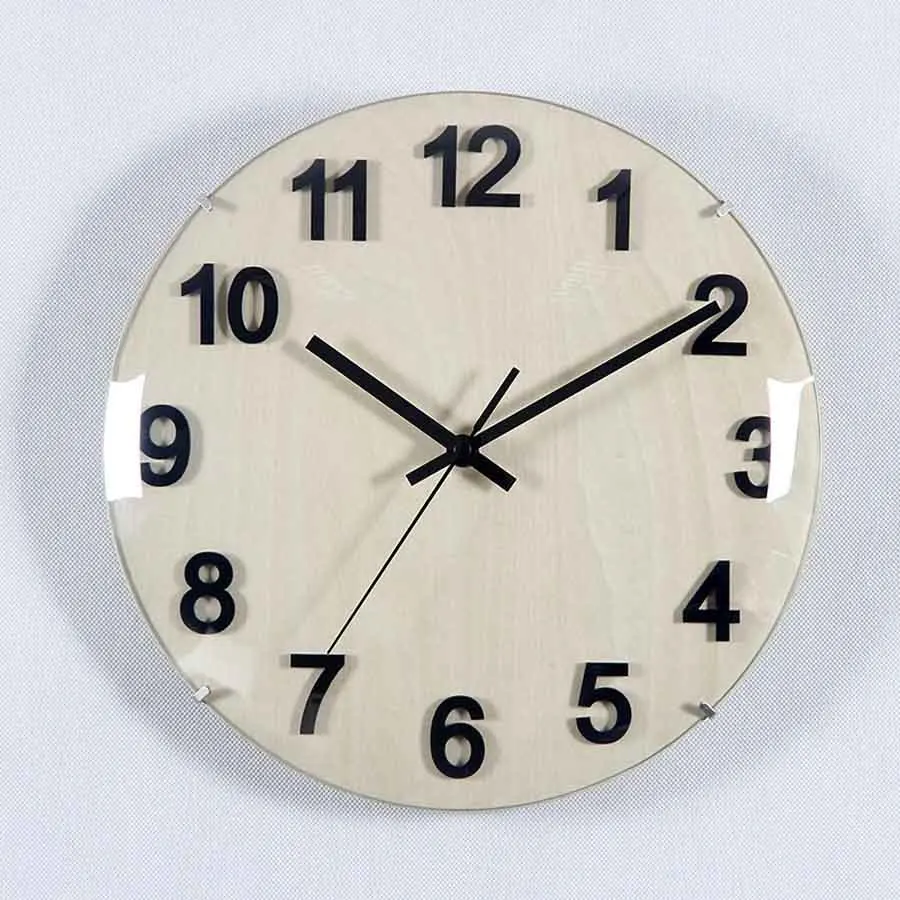 

Convex Glass Wall Clock Simple Modern Design Minimalism Style Frameless Wooden Clocks Surface Wall Watch Home Decor Silent 12"