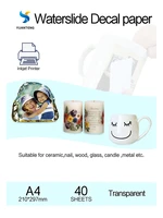 40pcslot inkjet water slide decal paper a4 size transparent transfer paper clear color waterslide decal paper for mug nail