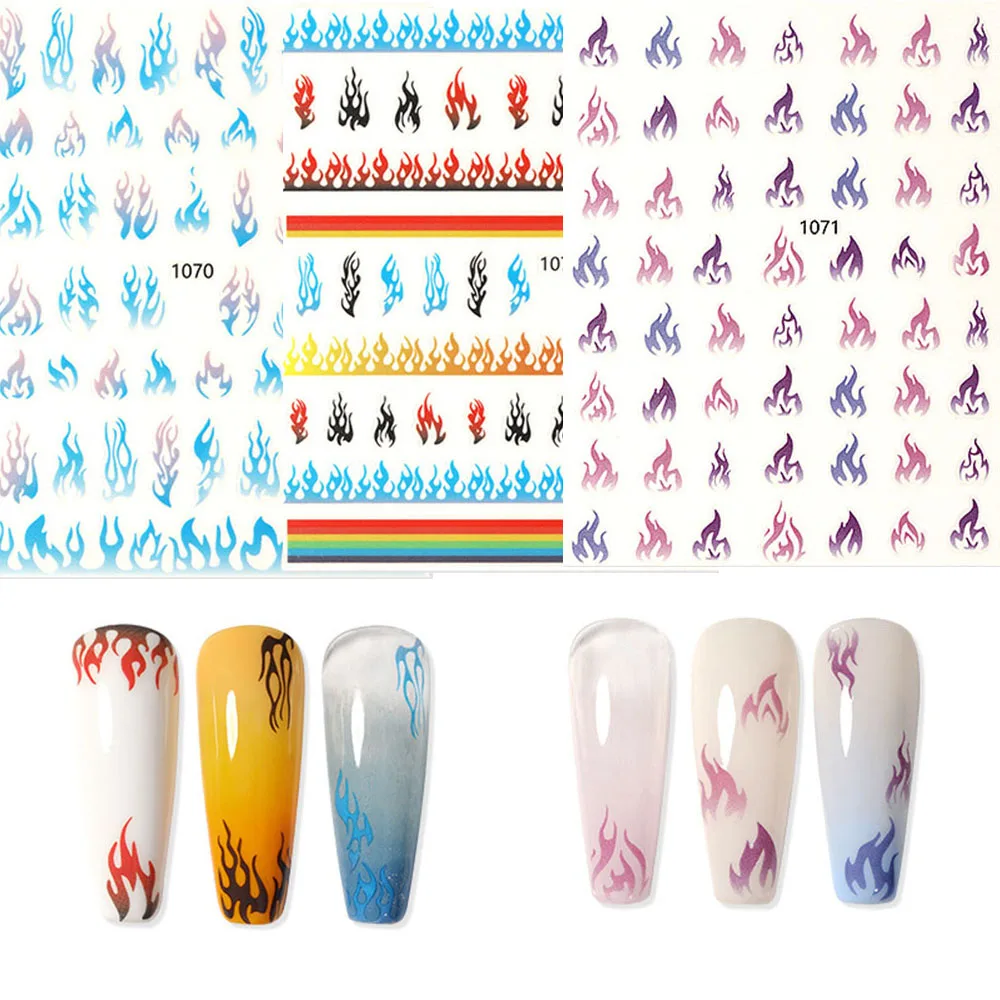 3d-наклейка с рисунком пламени наклейка для ногтей Слайдеры маникюра сделай сам