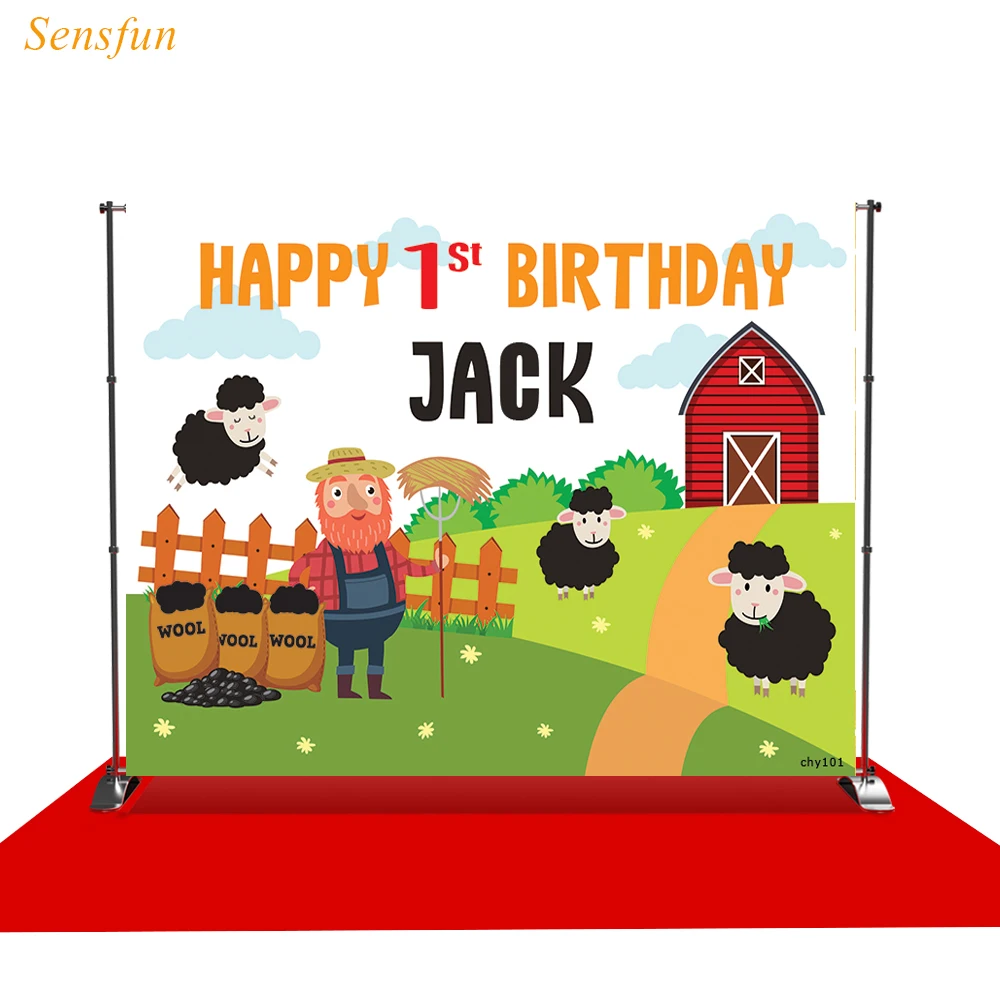 

LEVOO Custom Backdrop Birthday Farm Black Sheep Wool Kids Photography Background Photo Studio Shoot Props Photophone Vinyl