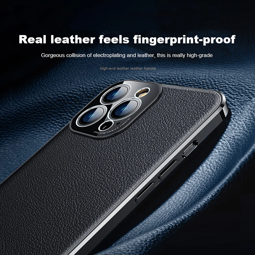 FLOVEME Plating Pattern Leather Case For iPhone 13 Pro Max 13 Mini 13 Pro 12 Pro Max 12 11Pro Max 11 Ultra Thin Back Cover Shell