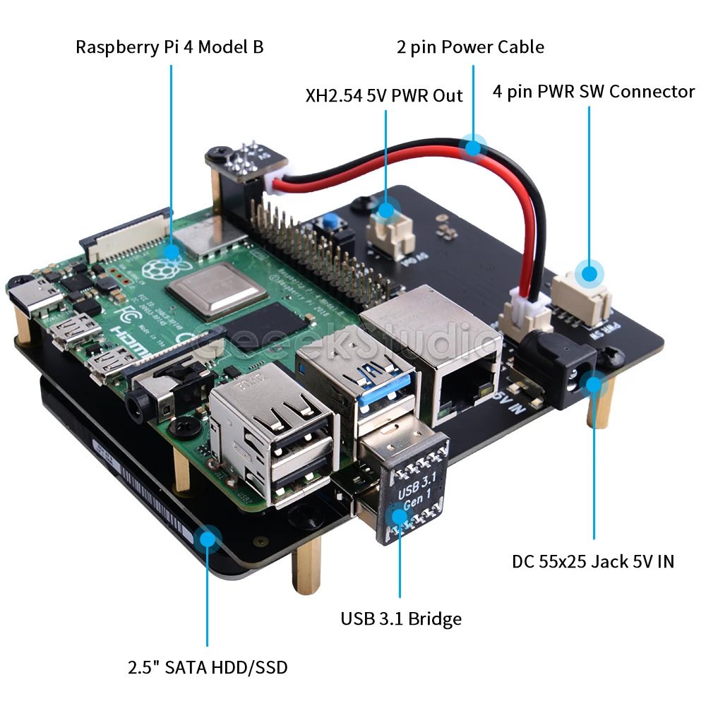 Новая версия! Raspberry X825 2,5 дюймов SATA HDD/SSD Плата расширения для Raspberry Pi 4B(4 Модель B