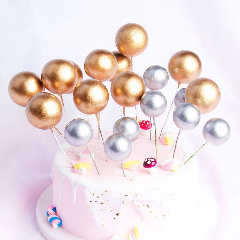 Colecci&oacute;n de globos de Color dorado plateado para decoraci&oacute;n de fiestas, 10 Uds., decoraci&oacute;n de postres, regalos encantadores, banderas de pastel de boda y cumplea&ntilde;os-0