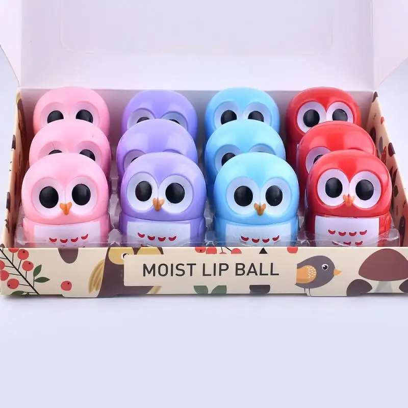 1 шт. мультфильм сова круглый бальзам для губ с плавное увлажнение питательный