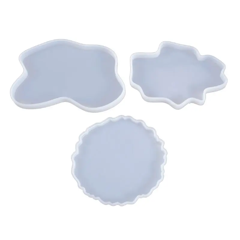 

3 Pcs/Set Crystal Epoxy Resin Mold Irregular Coaster Casting Silicone Mould DIY