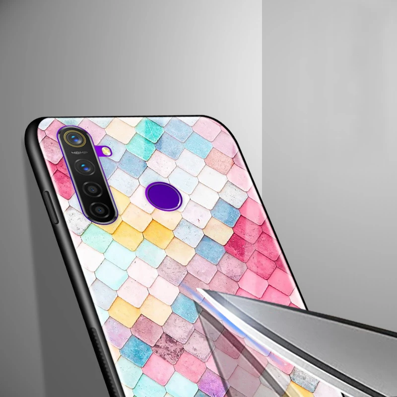 Для OPPO Realme 5 pro Чехол 6,3 ''стекло Жесткий чехол для OPPO Realme5 чехол для телефона силиконовый бампер Fundas Coque Realme 5pro