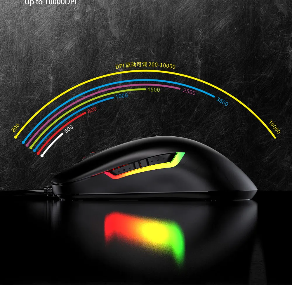 

AJAZZ AJ125 Gamer Mouse Wired Gaming Sensor MAX 10000DPI Six Gears Optical Mouse for Windows/Mac Desktop Notebook