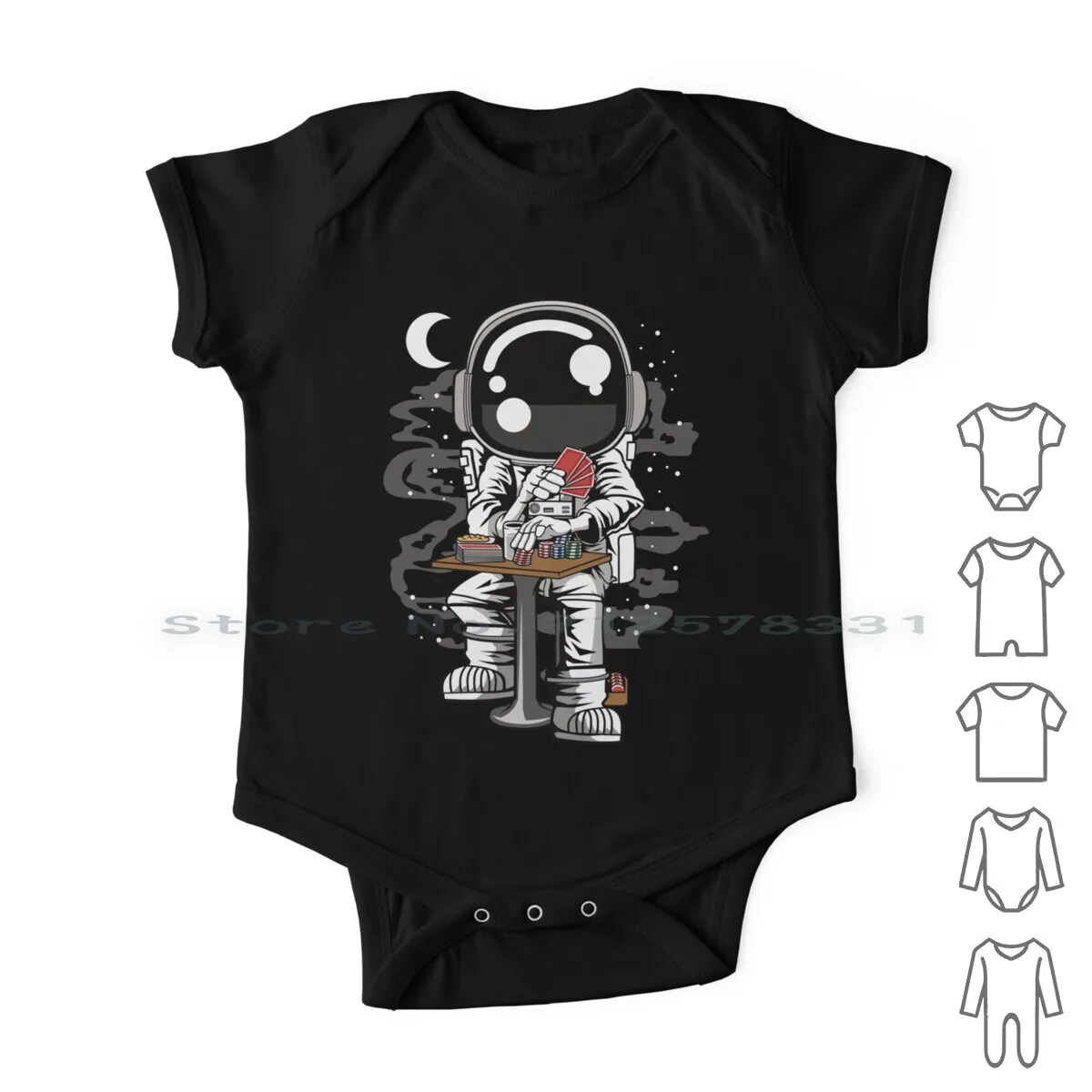 

Astronaut Gambler-Funny Outer Space Lovers Newborn Baby Clothes Rompers Cotton Jumpsuits Gambling Gambler Poker Deal Stars