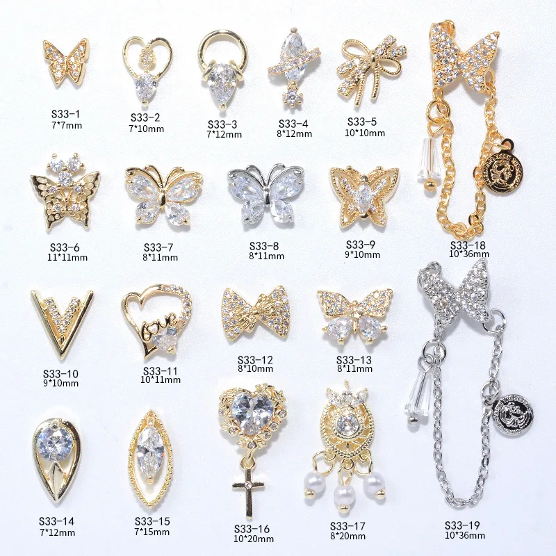 

1Pc Fashion Zircon Tassel Nail Art Charms Butterfly Crystal Pendant Luxury Strass Jewelry For Nail Art Gems DIY Nail Supplies