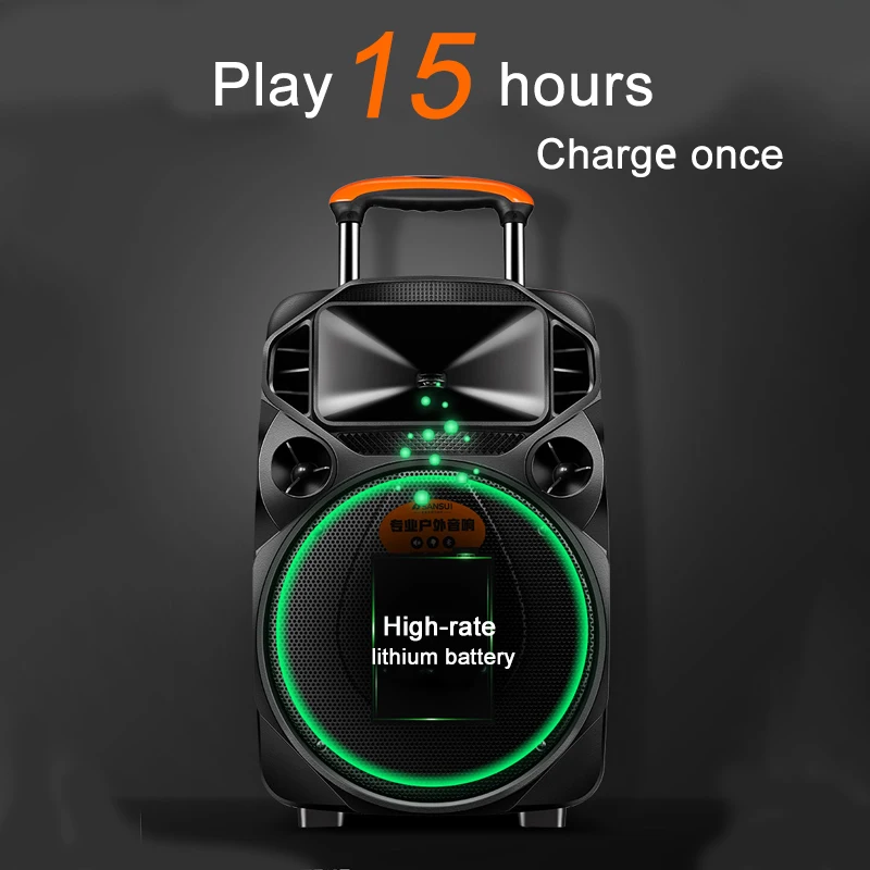 売却 ワイヤレスBluetoothサブウーファー,600W,ポータブル,スーパーベース,ステレオ,Hfi,カラオケ,マイク,スピーカー