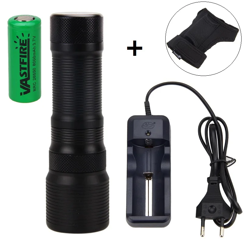 3000LM XM L2 светодиодный бесступенчатый фонарь для подводного плавания + 26650 зарядное