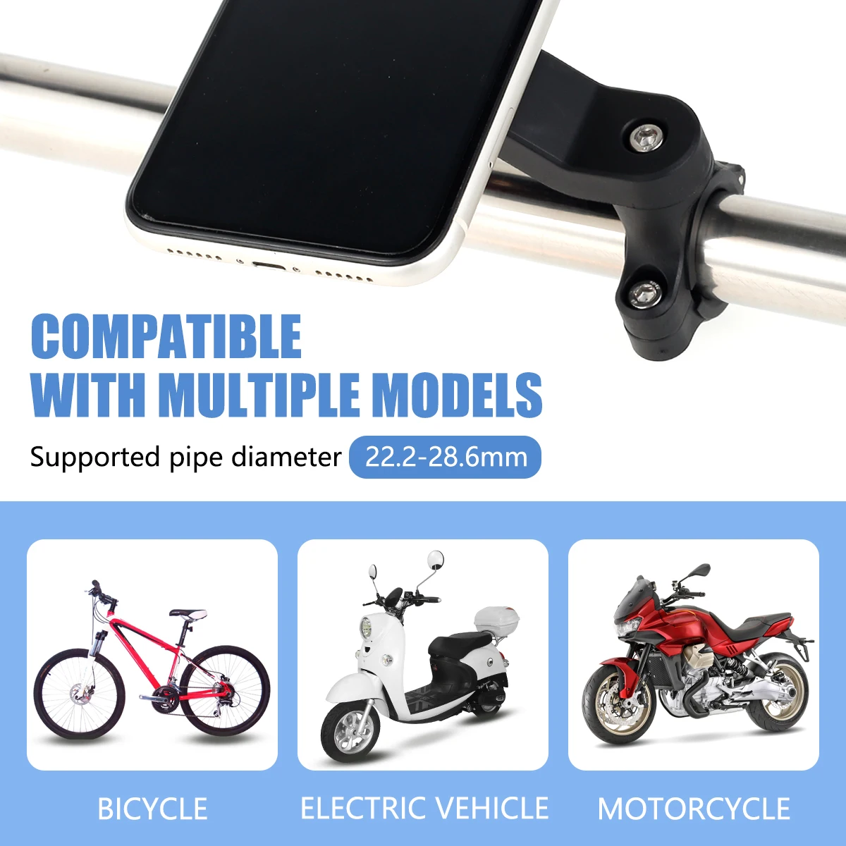 

Universal Motorbike Phone Holder Rotation Bicycle Mobile Phone Holder Twist Bike Cellphone Mount Adjustable 4-7 inch Phone Stand