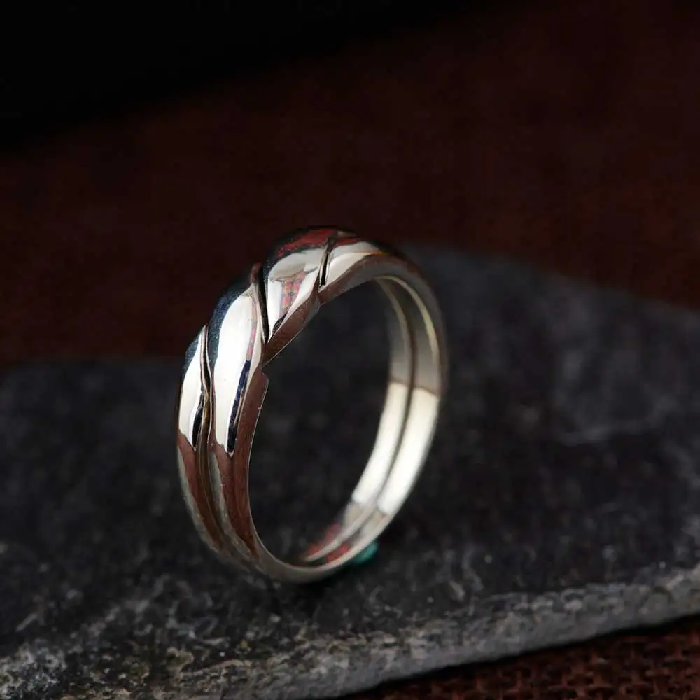 

FNJ 925 Silver Ring for Women Jewelry 100% Original Pure S925 Silver Sterling Rings Simple Rope