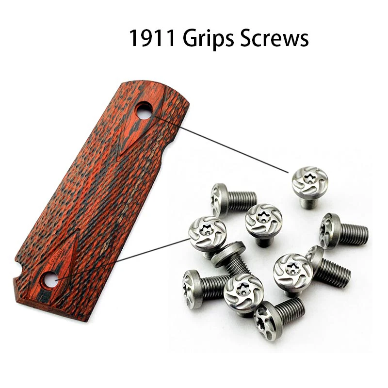 Customized 4Pieces 1911 Grips Screws Stainless Steel CNC T8 Plum Screw 1911 Roasting blue Grip Nail