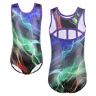 Танцевальный купальник BAOHULU для девочек, без рукавов, для катания на коньках, гимнастики, комбинезон, акробатика с цветными линиями, танцевальная одежда для девушек