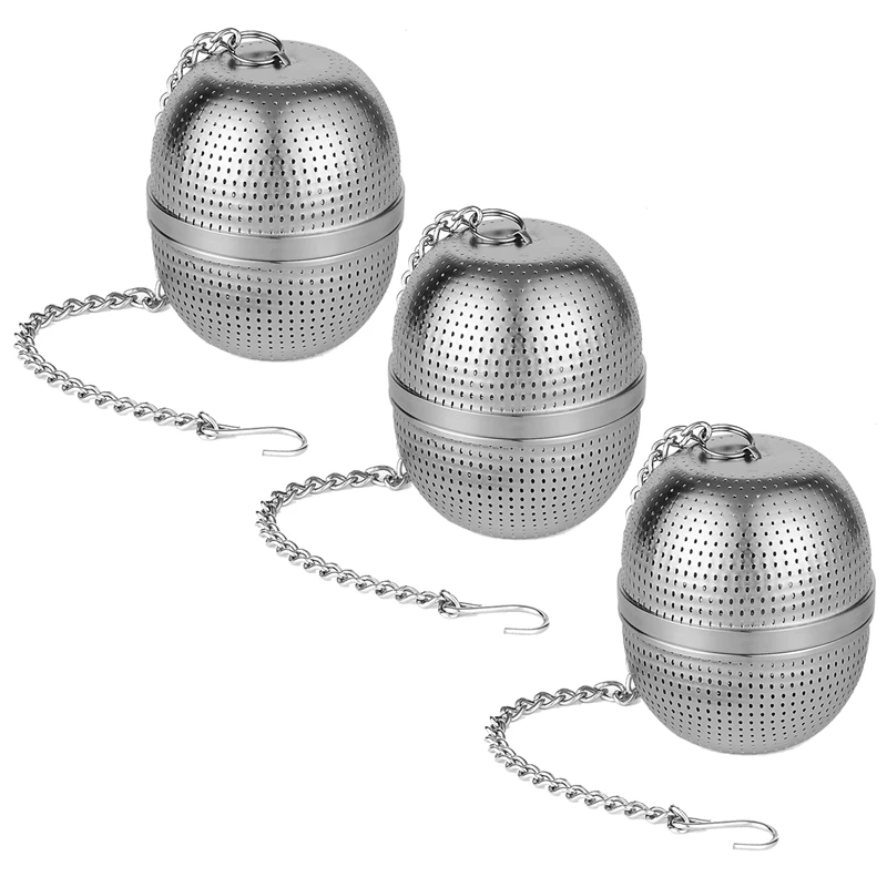 

3 Pcs,Teapot Ball-Loose Leaf Tea, Spices and Seasonings-Ultra-Fine Mesh Tea Strainer with Threaded Connection, Silver