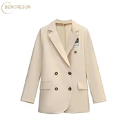 oversized women chic office lady double breasted blazer vintage coat outerwear stylish tops elegant suit slim personality